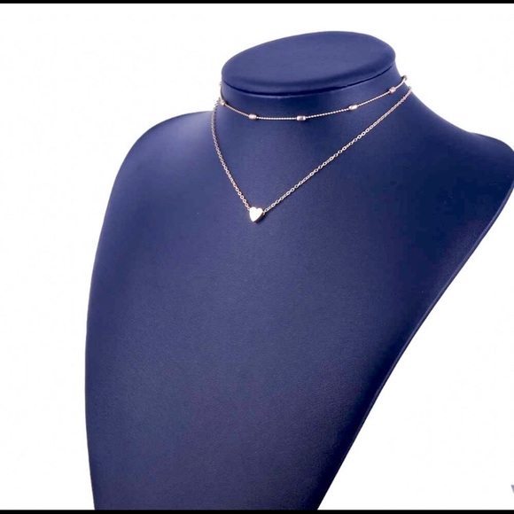 ⚠️1 Left💗Layered Gold Heart Chain Necklace Choker - Picture 6 of 7